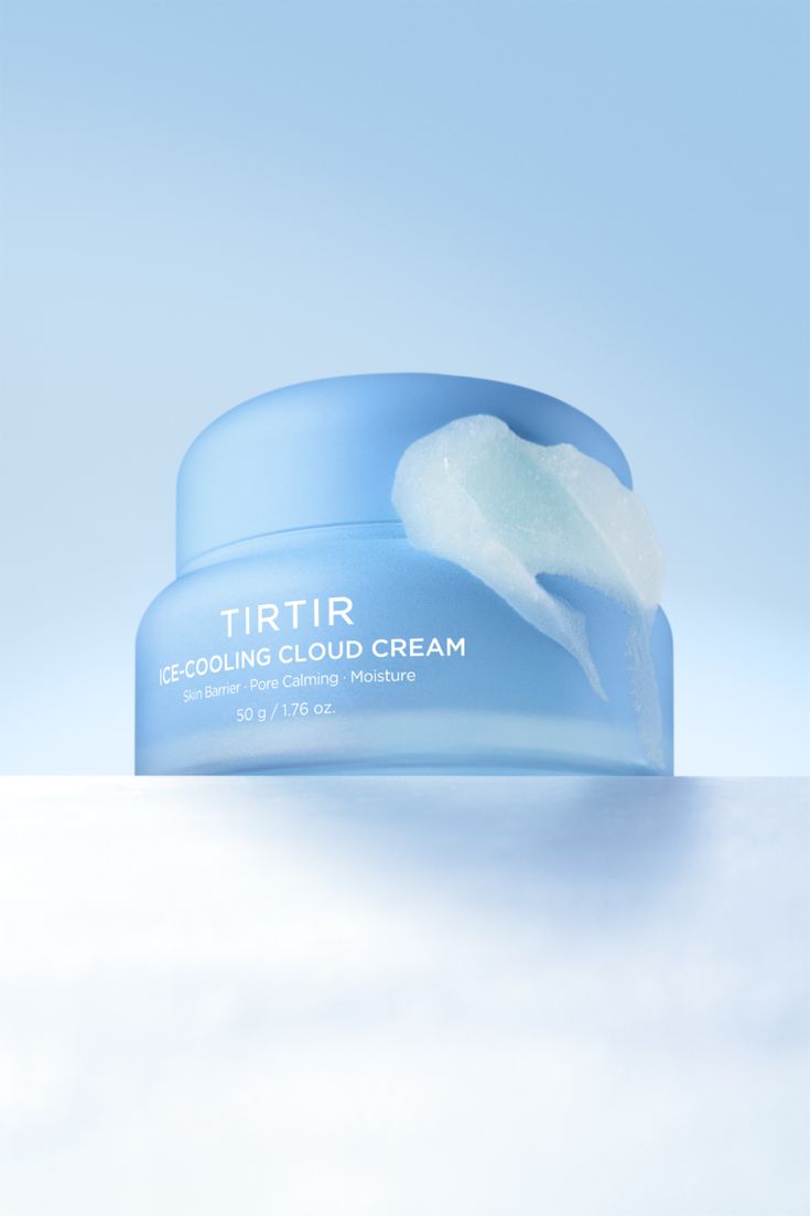 Cooling cream in a pale blue jar